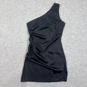 Nasty Gal Sleek Black One-Shoulder Dress